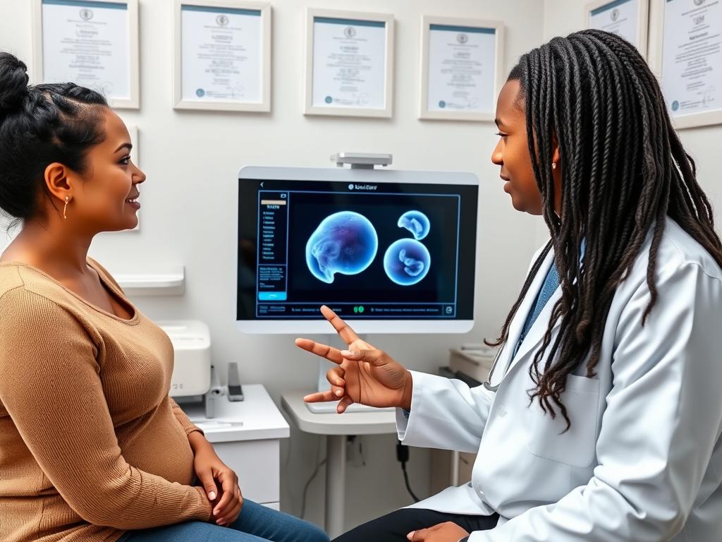 Doctor consulting with couple about IVF treatment options