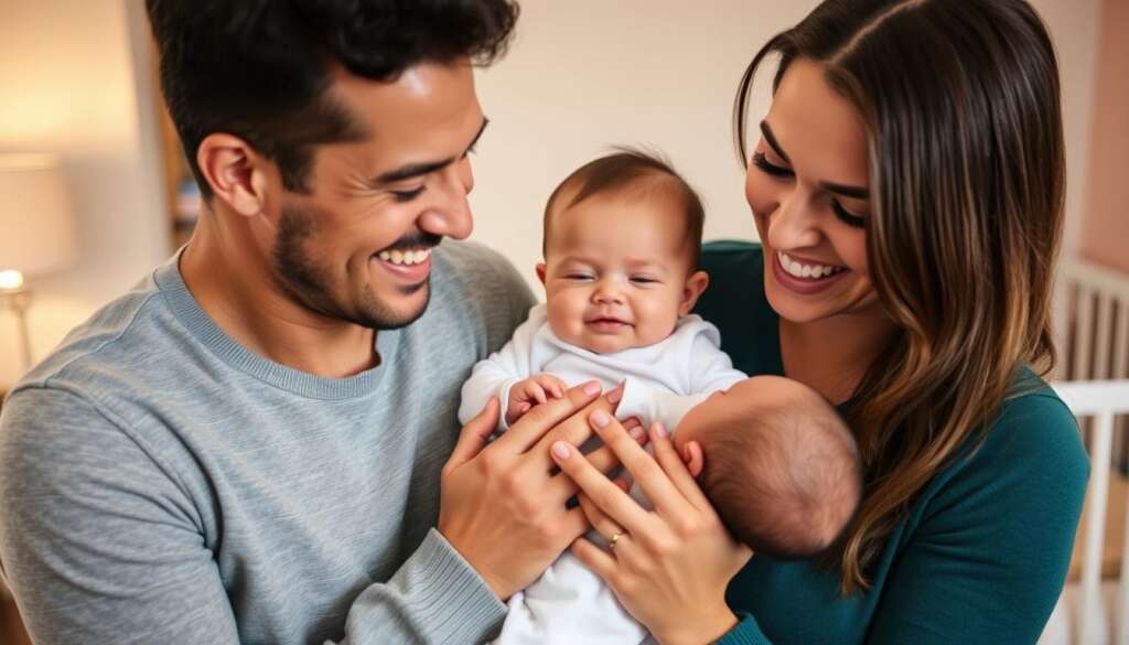 Happy family with baby after successful international IVF treatment