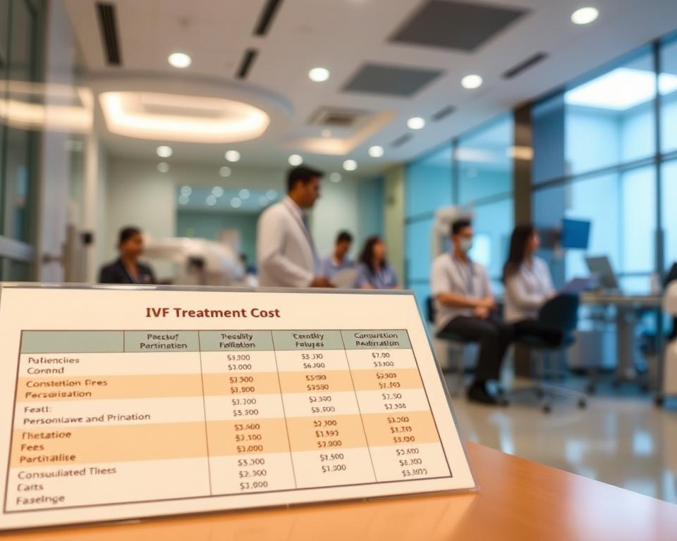 A comprehensive breakdown of the costs associated with in vitro fertilization (IVF) treatment in India, as seen through the lens of the IVF Conceptions clinic. The foreground features a detailed cost chart highlighting the various components, from consultation fees to medication and procedures. The middle ground showcases a team of healthcare professionals, including doctors and nurses, providing personalized care. The background depicts a modern, state-of-the-art IVF facility, with clean, well-lit rooms and advanced medical equipment. The overall scene conveys a sense of professionalism, attention to detail, and a commitment to delivering high-quality IVF services to patients in India.