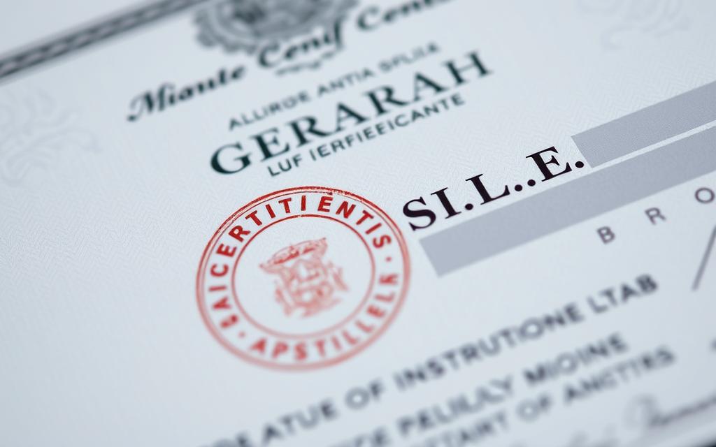 Apostille stamp on official Georgian birth certificate for international recognition