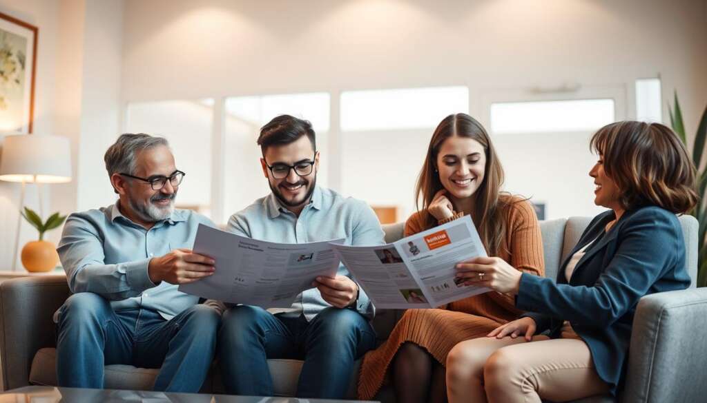 Diverse group of intended parents including couples and singles reviewing surrogacy options