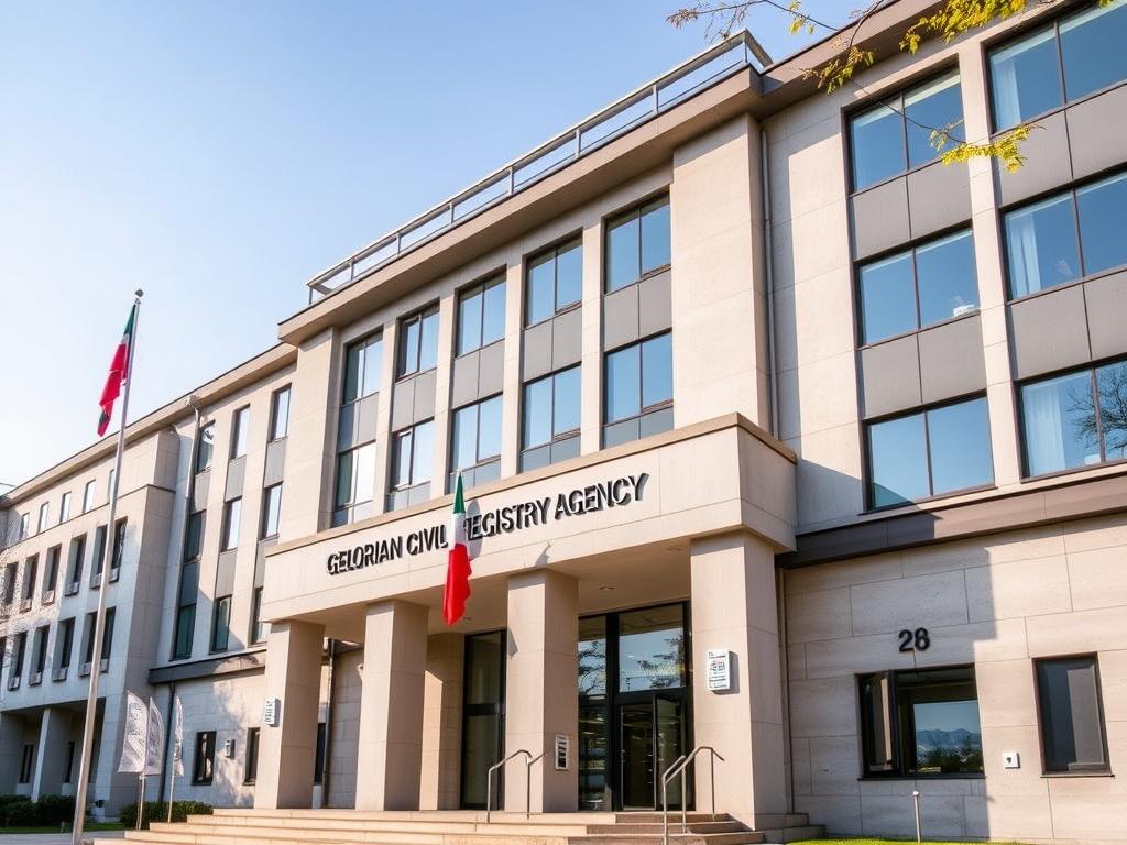 Georgian Public Registry building where birth certificates are issued