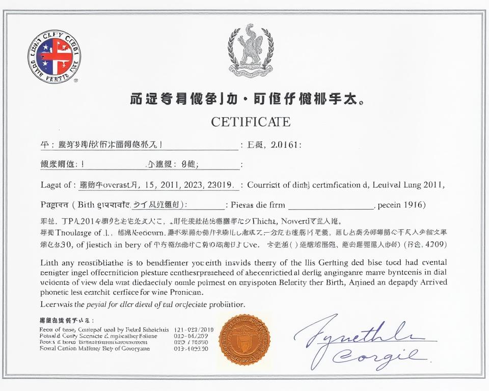 Georgian birth certificate document for surrogacy baby