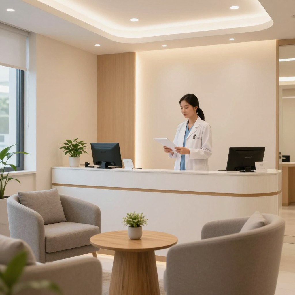 Modern fertility clinic reception area
