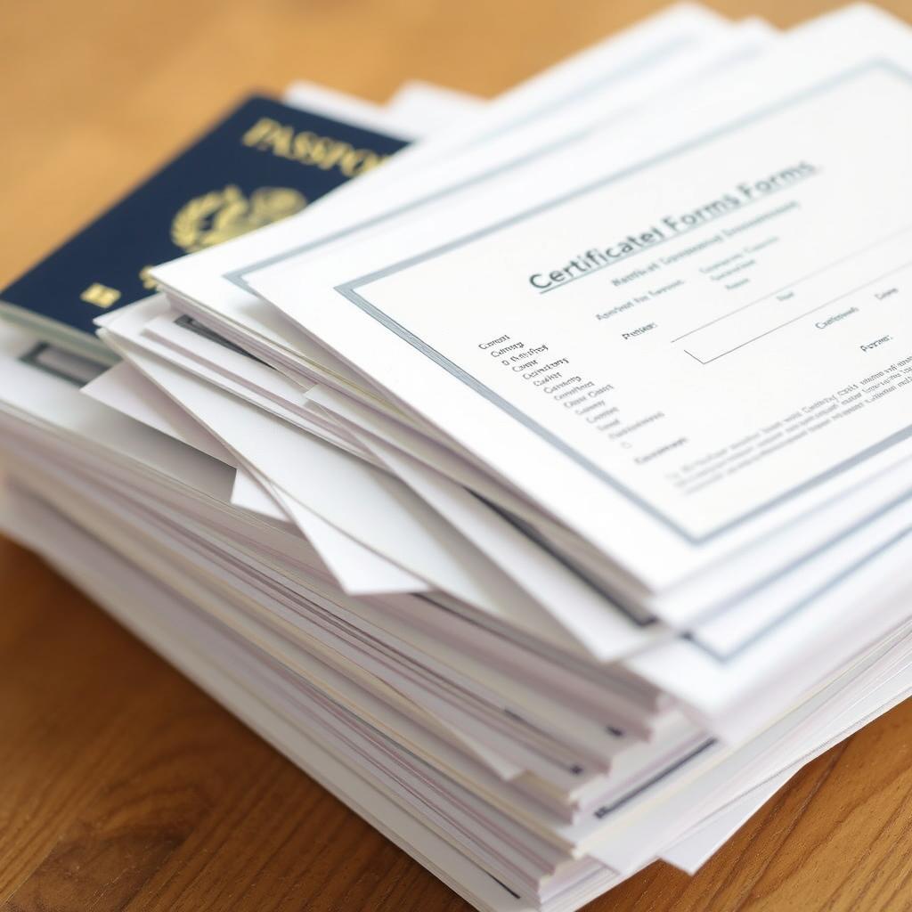 Stack of required documents for surrogacy birth registration