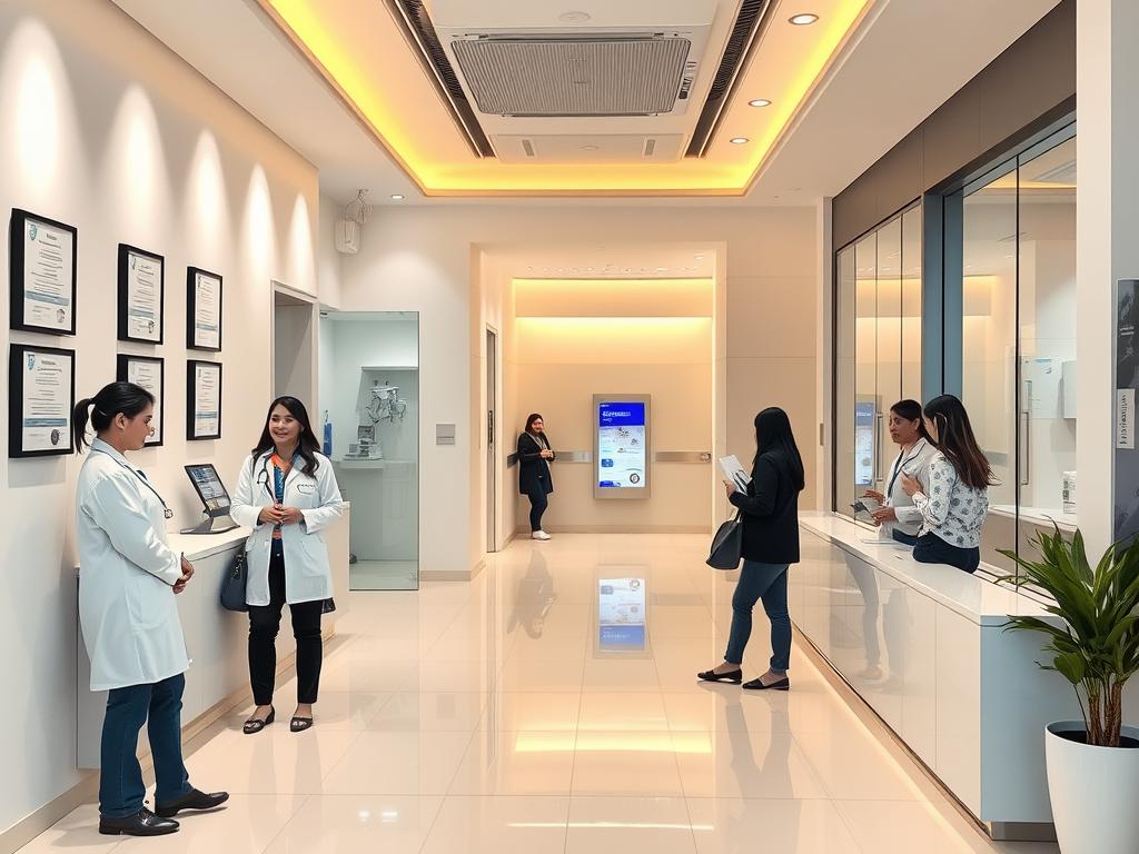 Modern fertility clinic in Mexico with medical staff and patients
