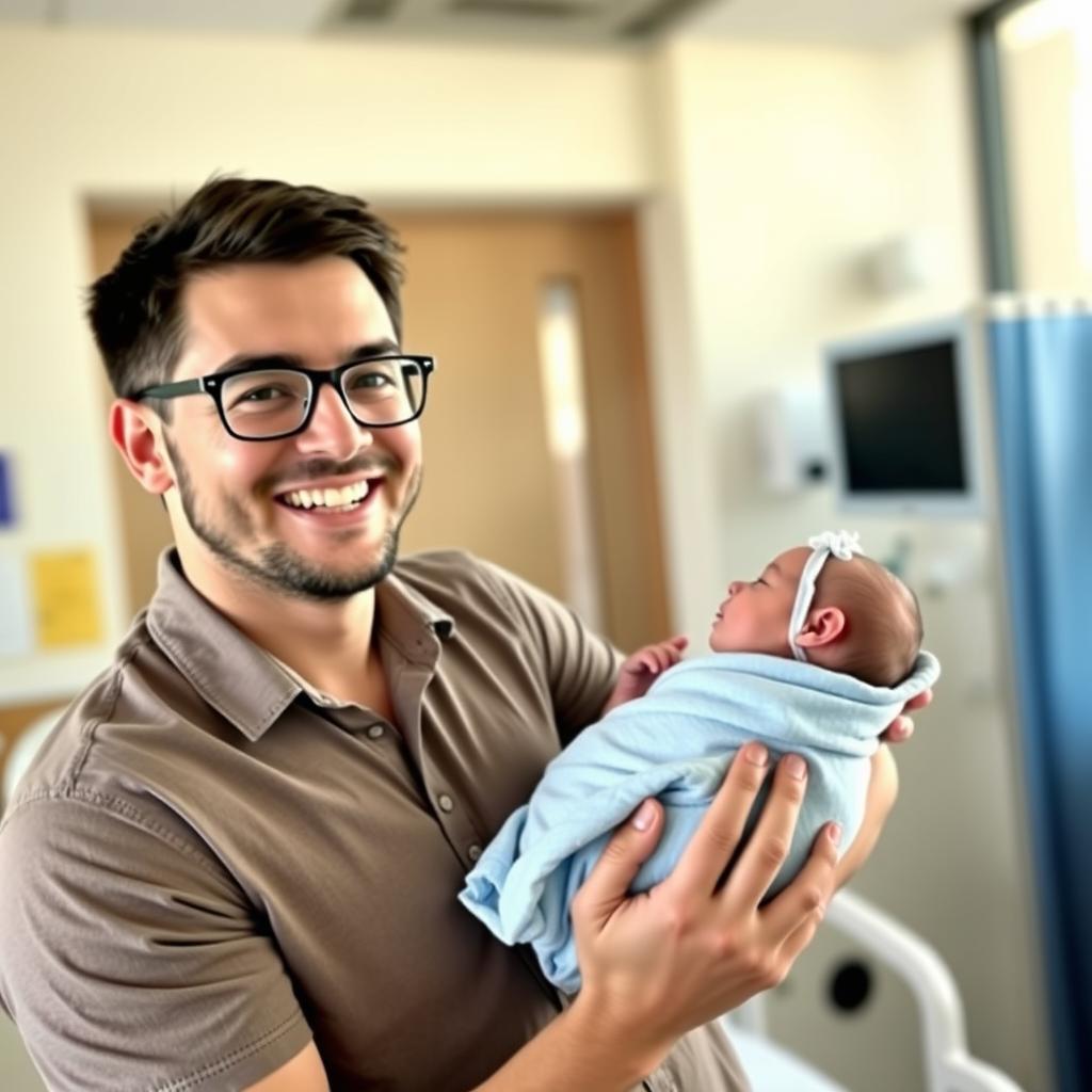 Same-sex couple holding their newborn baby after surrogacy in Mexico