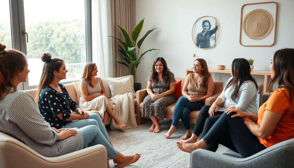 Support group meeting for surrogates in Mexico with counselors
