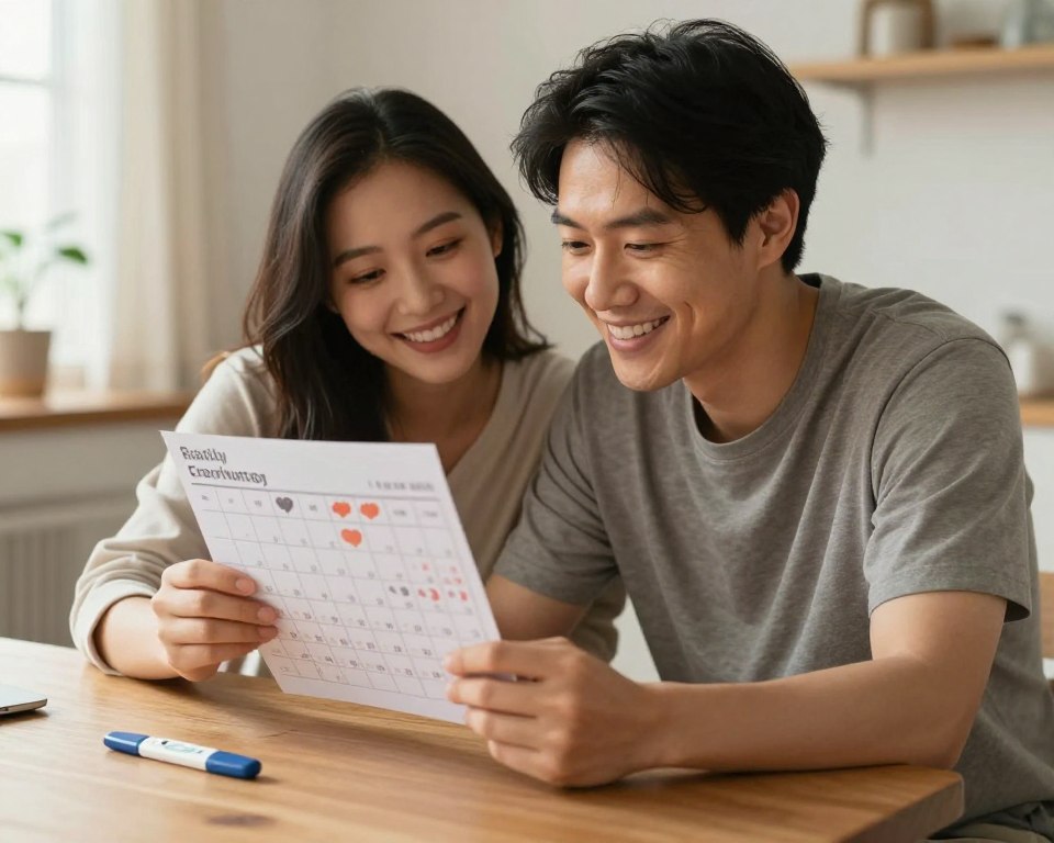 Couple planning conception with fertility tracking tools