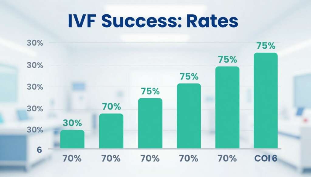 IVF success rates chart showing cumulative pregnancy rates across multiple cycles