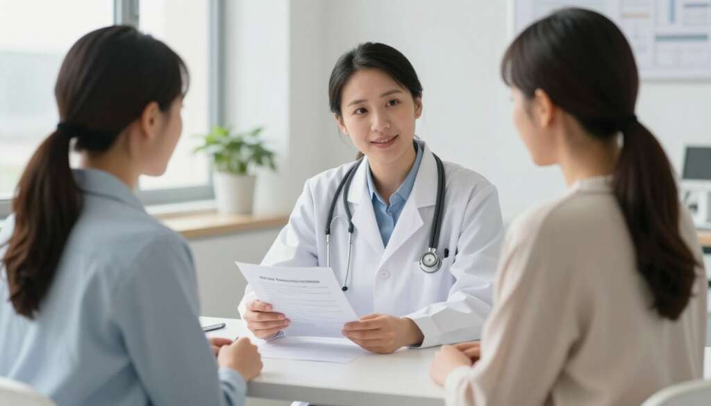 Medical professional explaining miscarriage risk factors